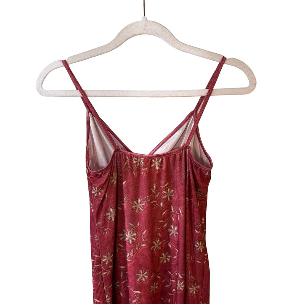 Claudel Vintage Y2K Floral Red Spaghetti Strap Slip Dress Size PS 90s Stretch - Picture 10 of 11